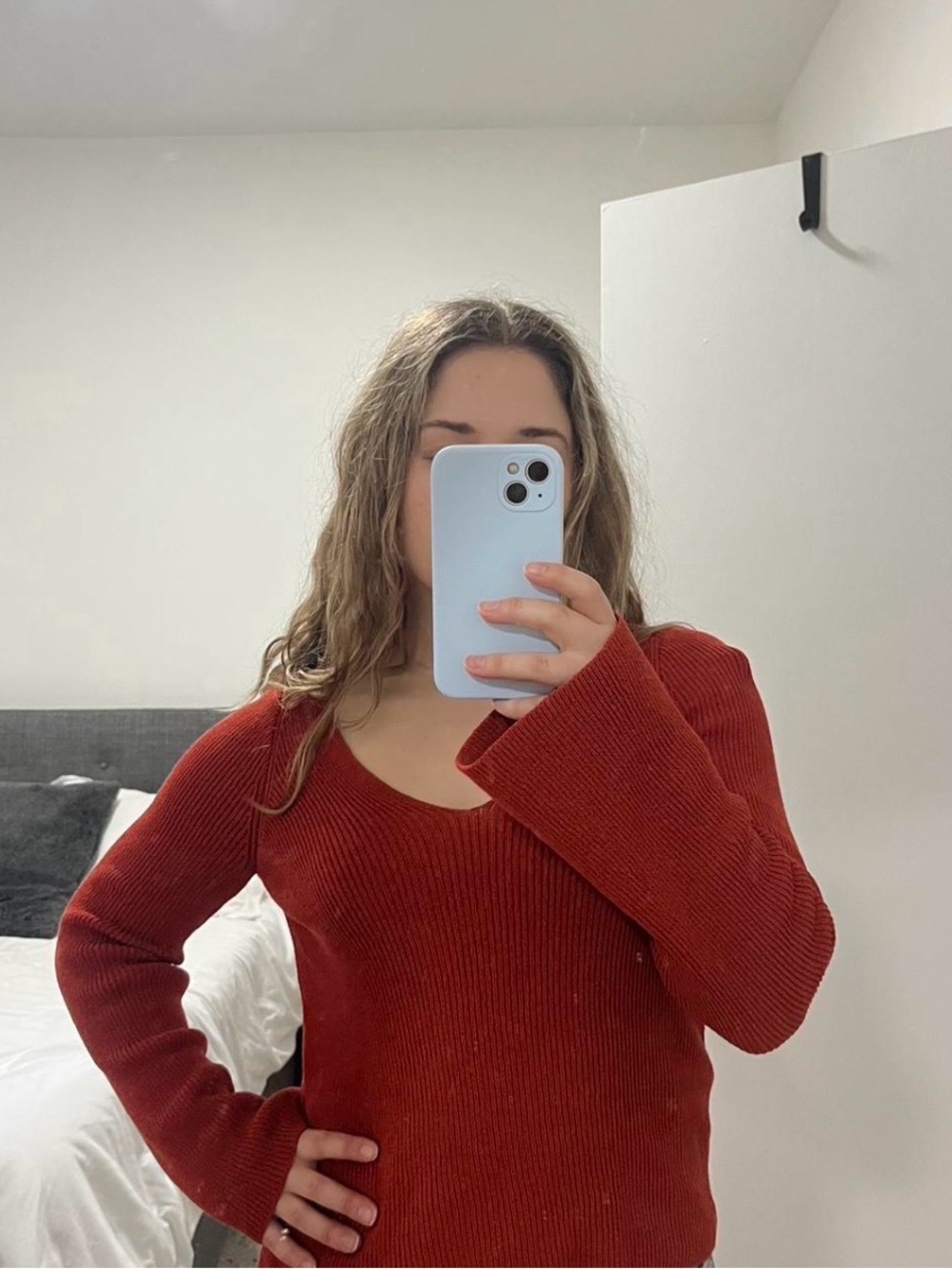 Madewell Red Ribbed Knit Top